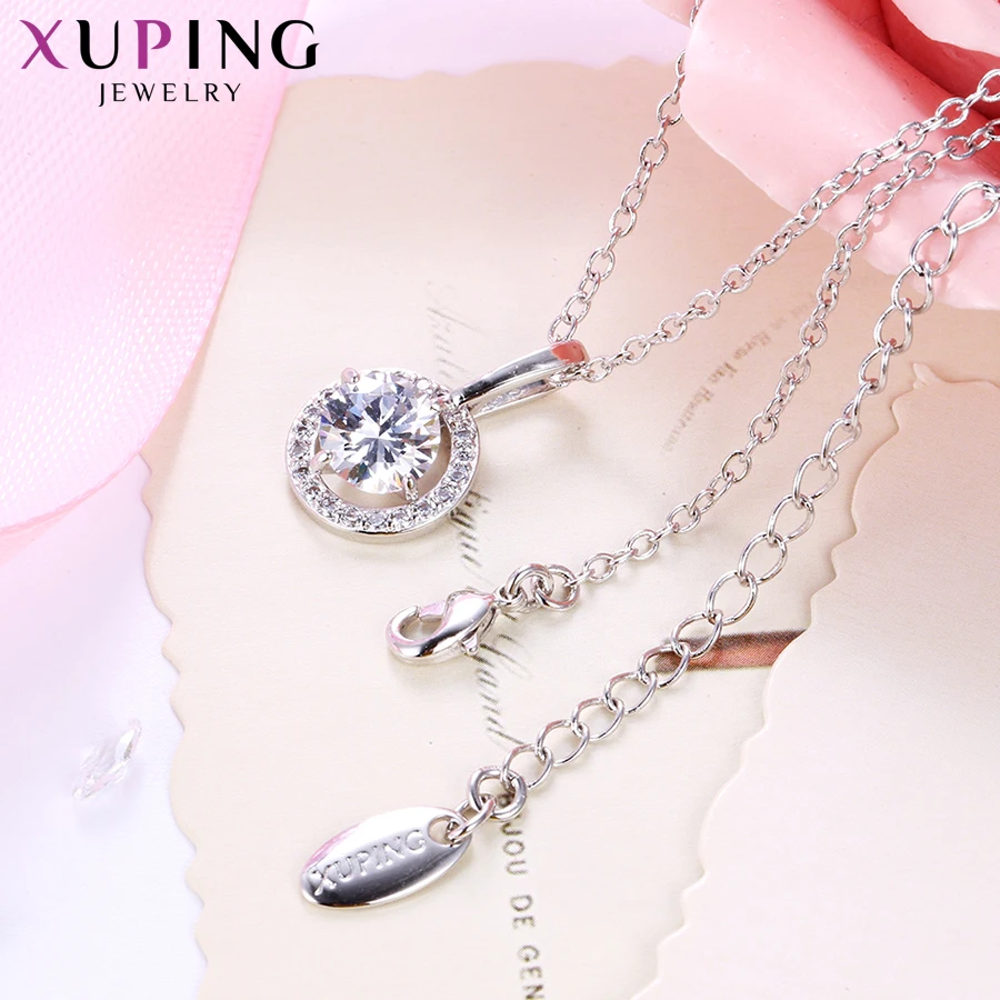 Xuping Мода круговой узор кулон ожерелье Серебряный цвет покрытием для женщин Рождество День ювелирные изделия подарок M54-40072