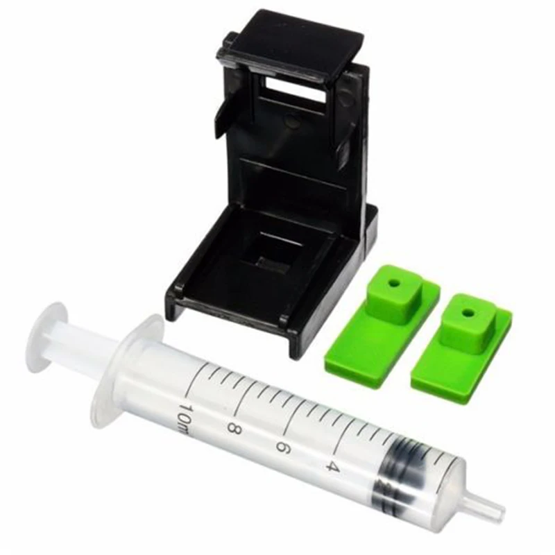 3in1 Ink Refill Cartridge Clip+ 2pcs Rubber Pads + Syringe Tool Kit for HP 60/61