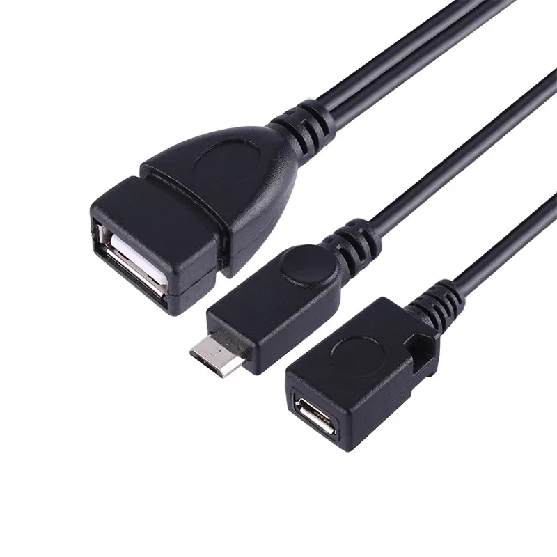 2PCS Mini Short Micro USB Host OTG Cable Micro with USB power for