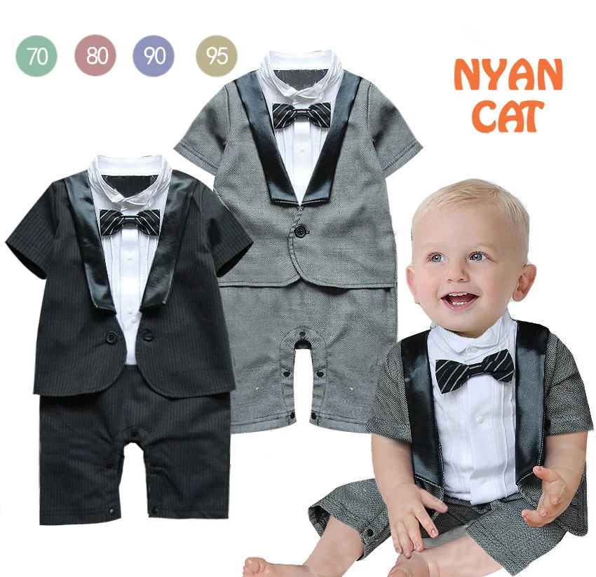 Free Shipping 4sets/lot Baby Boy’s Formal long sleeve Romper