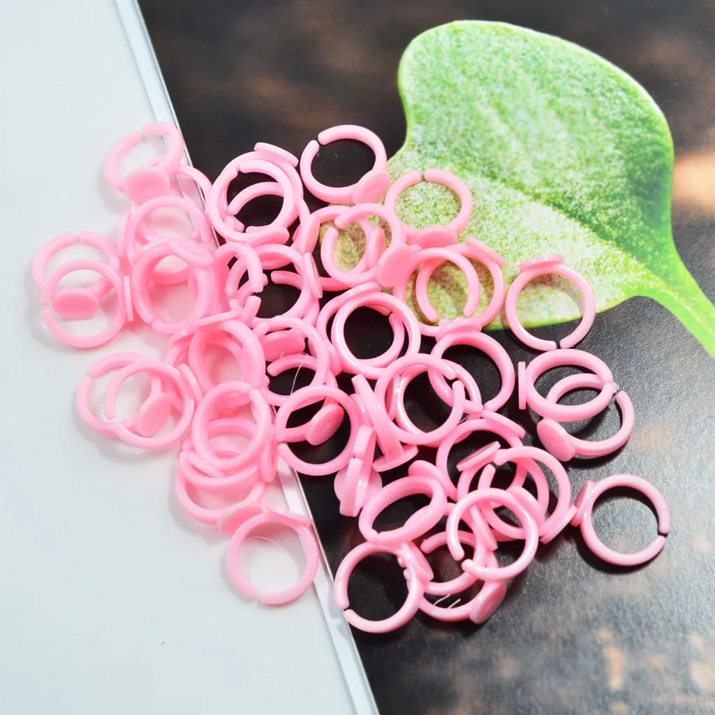 Fistyle, 50 шт., розовое пластиковое регулируемое детское кольцо, основа, фурнитура, клей на основе кольца, игрушки ручной работы, аксессуары для DIY 14 мм