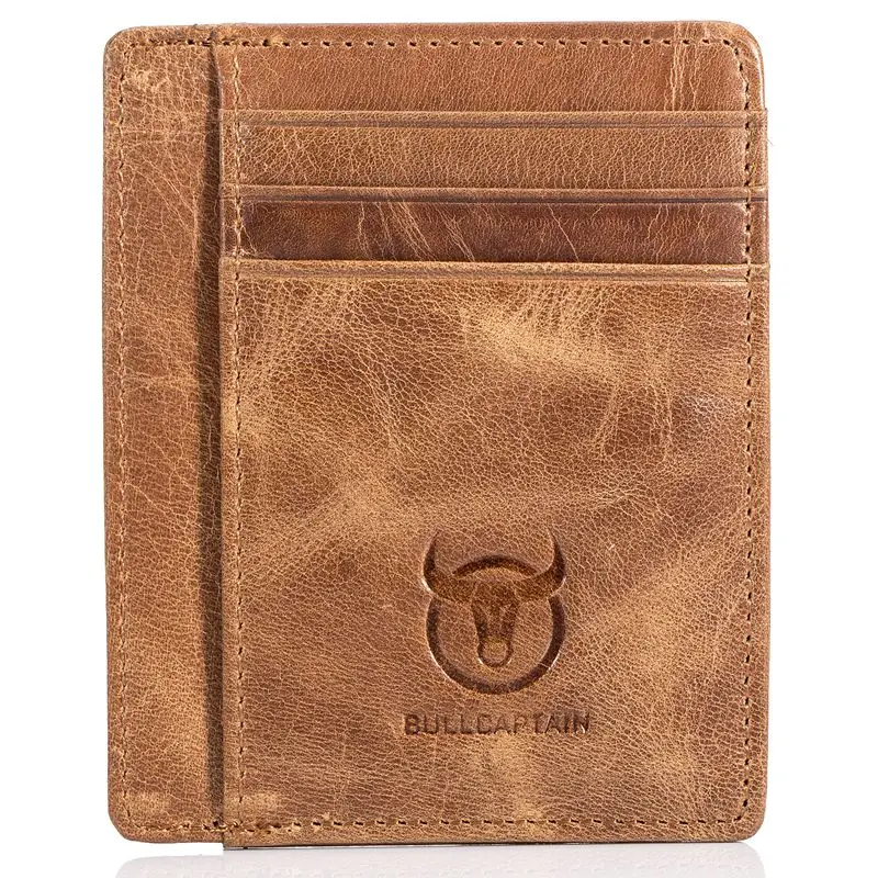 

BULLCAPTAIN Men Wallet Business Card Holder leather pickup package bus card holder Slim leather multi-card-bit 03