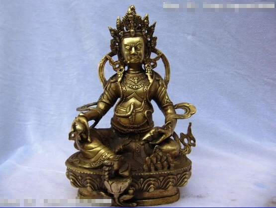 

Collectible bronze lion statue S0262 Tibet Temple classical Brass Copper yellow Jambhala God of wealth Buddha Statue (B0328)