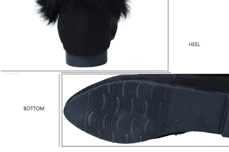 COOTELILI  Women Boots Winter Autumn Ankle Boots For Women Boots Slip On Real Fur Rubber Flat Boots Ladies Women Shoes 35-.39 (2)