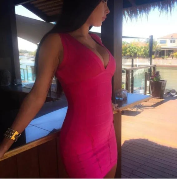 

8 Colors Top Quality Strapless V-neck Celebrity Bodycon Bandage Dress Cute Evening Party Dress