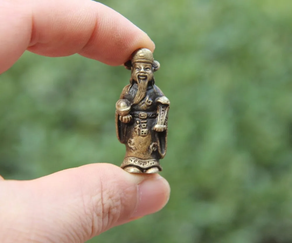 

4 CM China pure Bronze Copper Wealth Good Fortune Mammon Feng Shui Statue Sculpture
