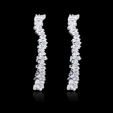 Brincos 2018 New Design Hoop Earrings Irregular Silver Color Cubic Zirconia Prong Setting Earring For Women Party Bridal Jewelry