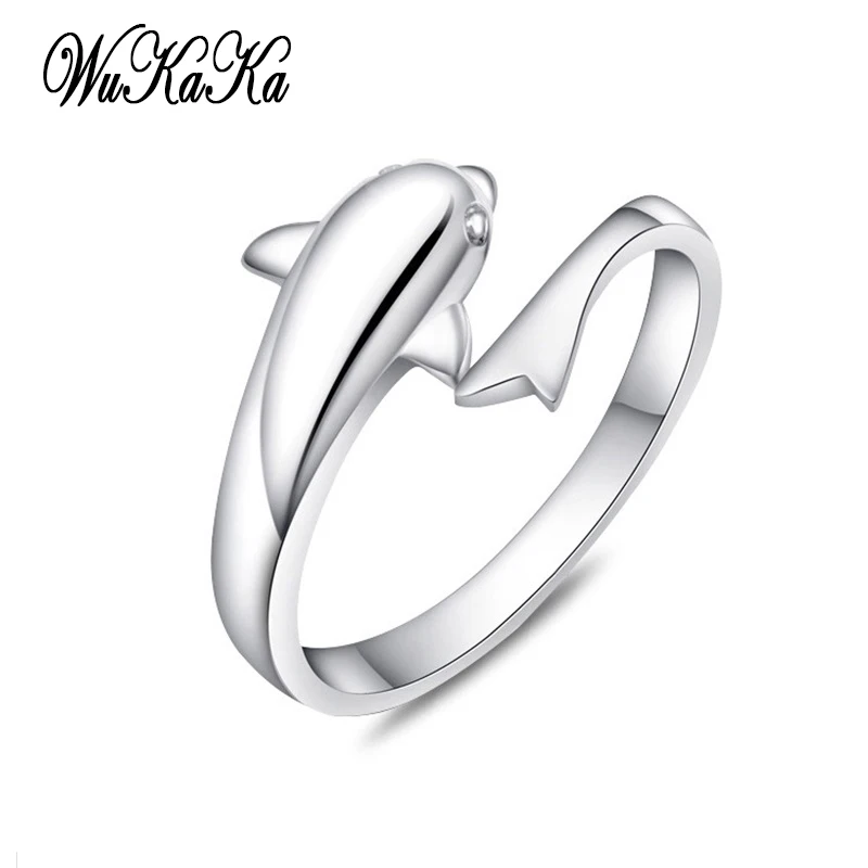 

2018 High grade Lovely Ladies Romantic Dolphin Ring For Girl Woman Fashion Tail Ring Adjustable Creative Wedding Rings Jewelry
