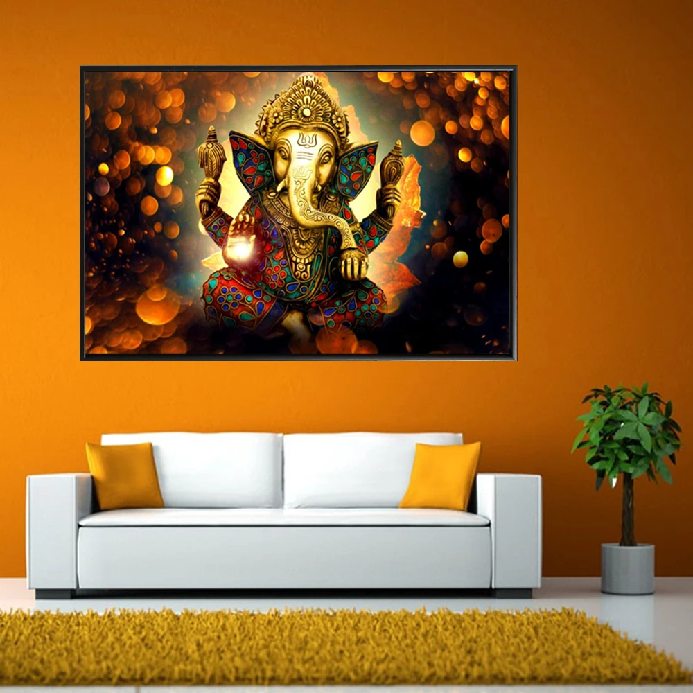 Ganesha-Gods-Canvas-Paintings-For-Living-Room-Hindu-Gods-Home-Decorative-Pictures-Wall-Art-God-Of