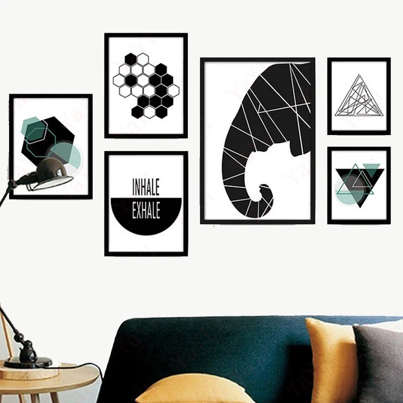 

Abstract Canvas Print Painting Animals Elephant Butterfly Flamingo Geometric Figure Wall Art Picture For Decoration Unframed
