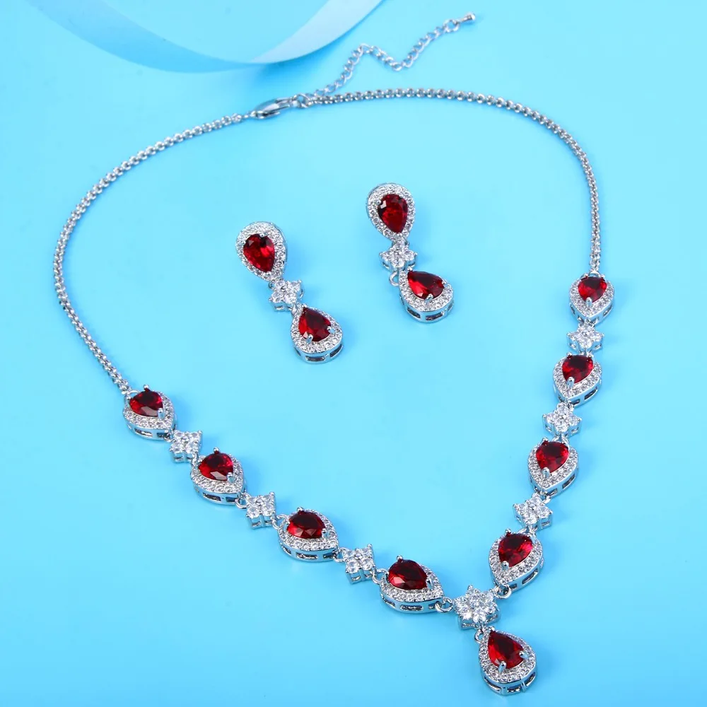 

Tuliper Elegant Teardrop Bridal Jewelry Set Cubic Zircon Wedding Necklace Earrings Set For Women/Girl Party Jewelry Gift