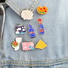 

Creative design brooch pyramid toilet drawing board flower drop oil brooch jewelry coat collar bag decoration