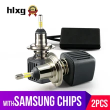 HLXG с SAMSUNG H4 светодио дный H7 4 стороны светодио дный 9005/HB3 Hb4 H11 H8 H1 авто фары лампы 10000LM 6500 К противотуманных фар светодио дный Automotivo