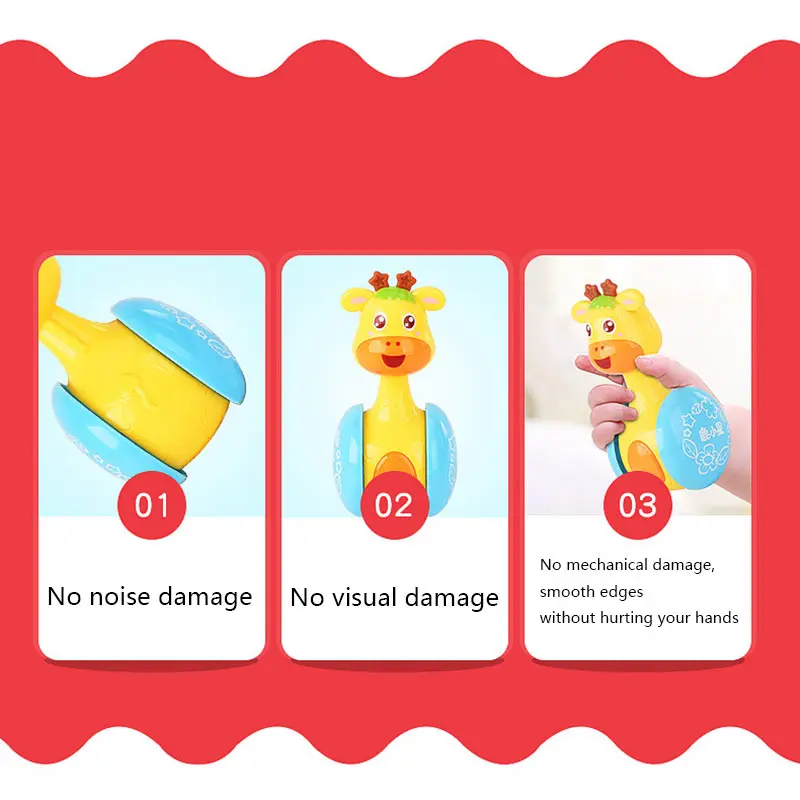Baby Rattles Giraffe Tumbler Moveable Music Learning Education Toys Gifts Baby Bell Stroller Baby Toys Roly-Poly 0-12 Months (4)