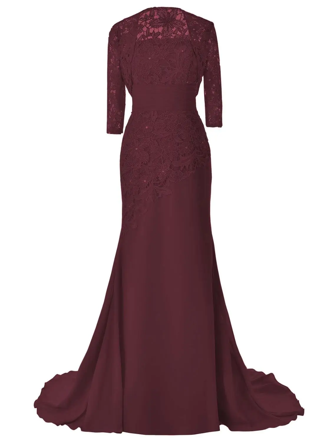 Трапециевидный кружевной рукав до локтя шифоновое красное платье для матери невесты с курткой наряд свадебное длинное официальное свадебное платье SLD-M003 - Цвет: Burgundy
