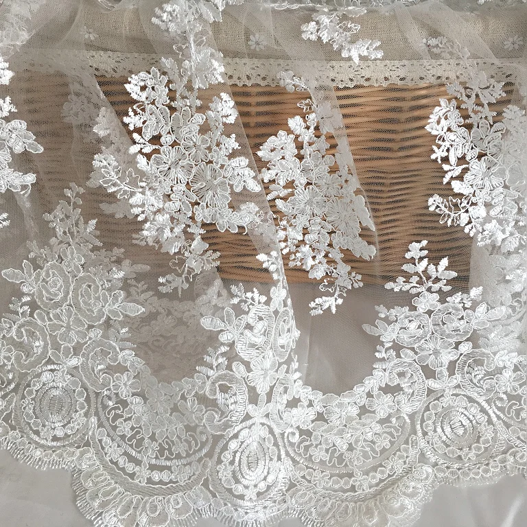 

New lace silk fabrics high- end evening dress wedding fabrics,embroidery positioning lace cloth,135cm*50cm/PCS
