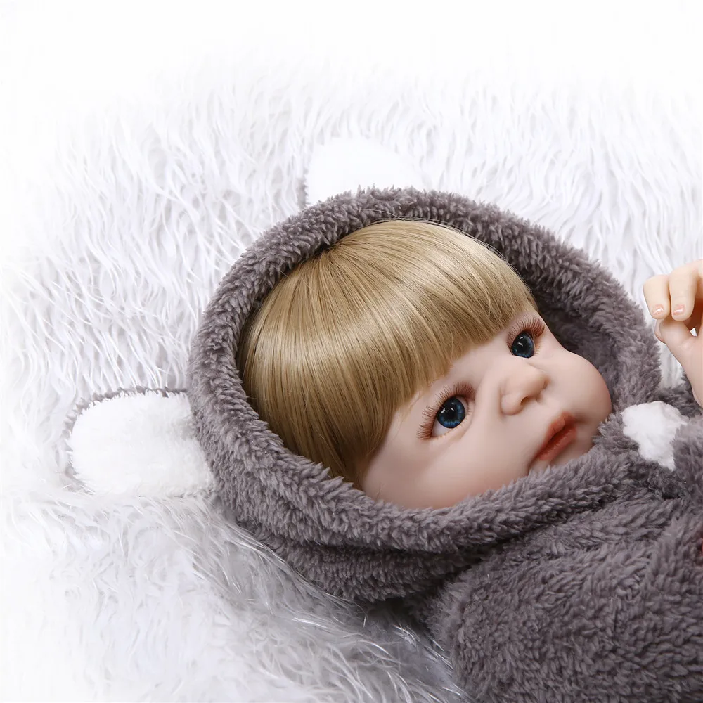blond hair bebes reborn full body silicone reborn dolls 55cm with soft plush clothes cute pacifier toy for boy gift bath toy