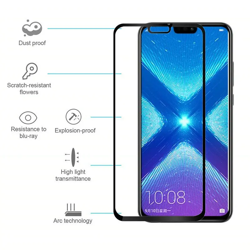 Закаленное стекло 9H для huawei honor 8x защитное full cvoer 8 x с функцией защиты от непогоды