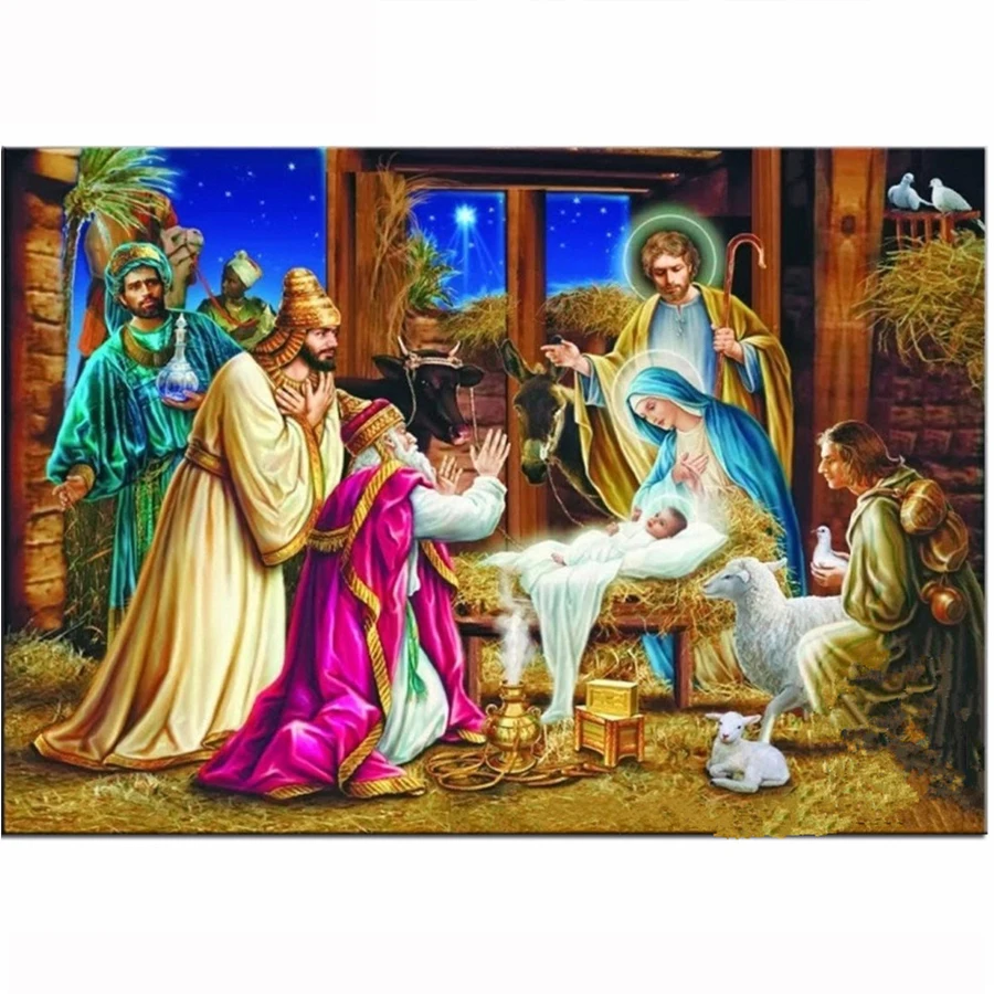 5d Diy Berlian Lukisan Yesus  Kristus Lahir Natal  Berlian 