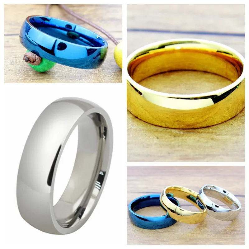 

6mm Stainless Steel Ring Men/Women's Wedding Band Silver Gold Blue Size 5-13 Vintage Engagement anel Fashion Jewelry Gifts R160