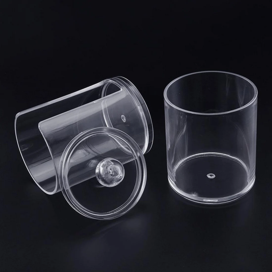 

1 Layers Clear Acrylic Cotton Swab Organizer Box Portable Cosmetics Round Container Makeup Pad Storage Case Makeup Tools