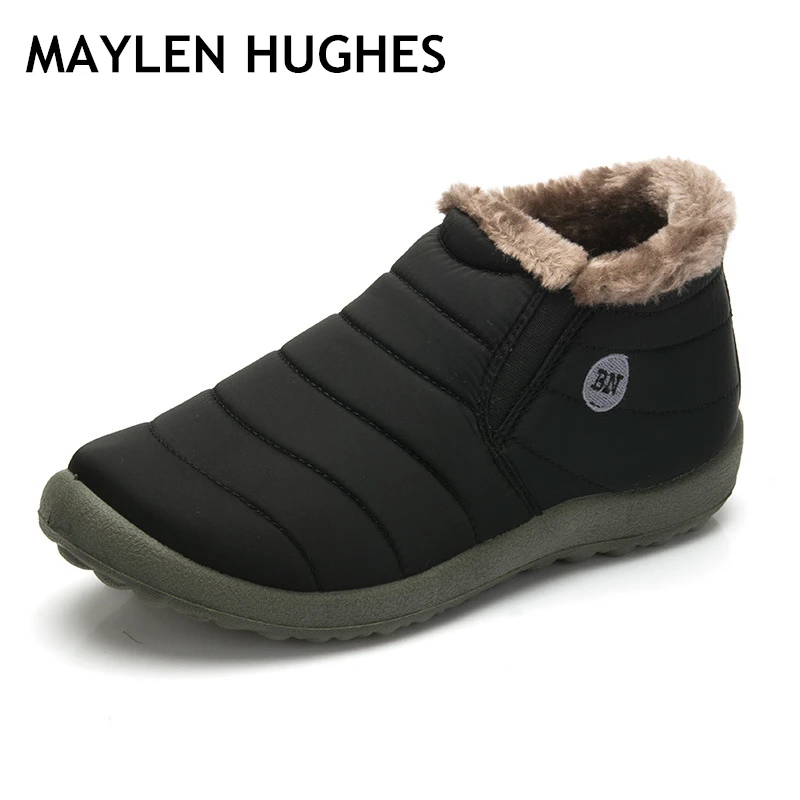 

New Fashion Men Winter Shoes Solid Color Snow Boots Plush Father Antiskid Bottom Keep Warm Waterproof Ski Boots Size 35 - 48