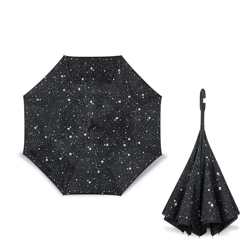 

Folding Reverse Umbrella Double Layer Inverted Windproof Rain Car Umbrellas For Women Creative Double-layer Umbrella Dual-use