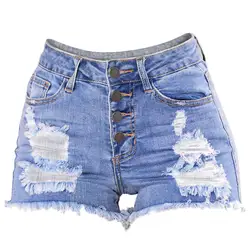 2019 Новое поступление женские джинсовые сексуальные брюки высокого качества шорты женская одежда тонкие потертые рваные светло-голубые