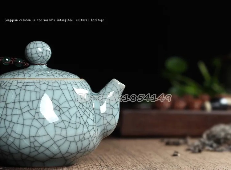 WIZAMONY набор из 3 предметов, высококачественный китайский чайный сервиз Longquan Celadon Di Kiln ручной работы, Подарочная посылка, фарфоровый чайный сервиз для кунг-фу