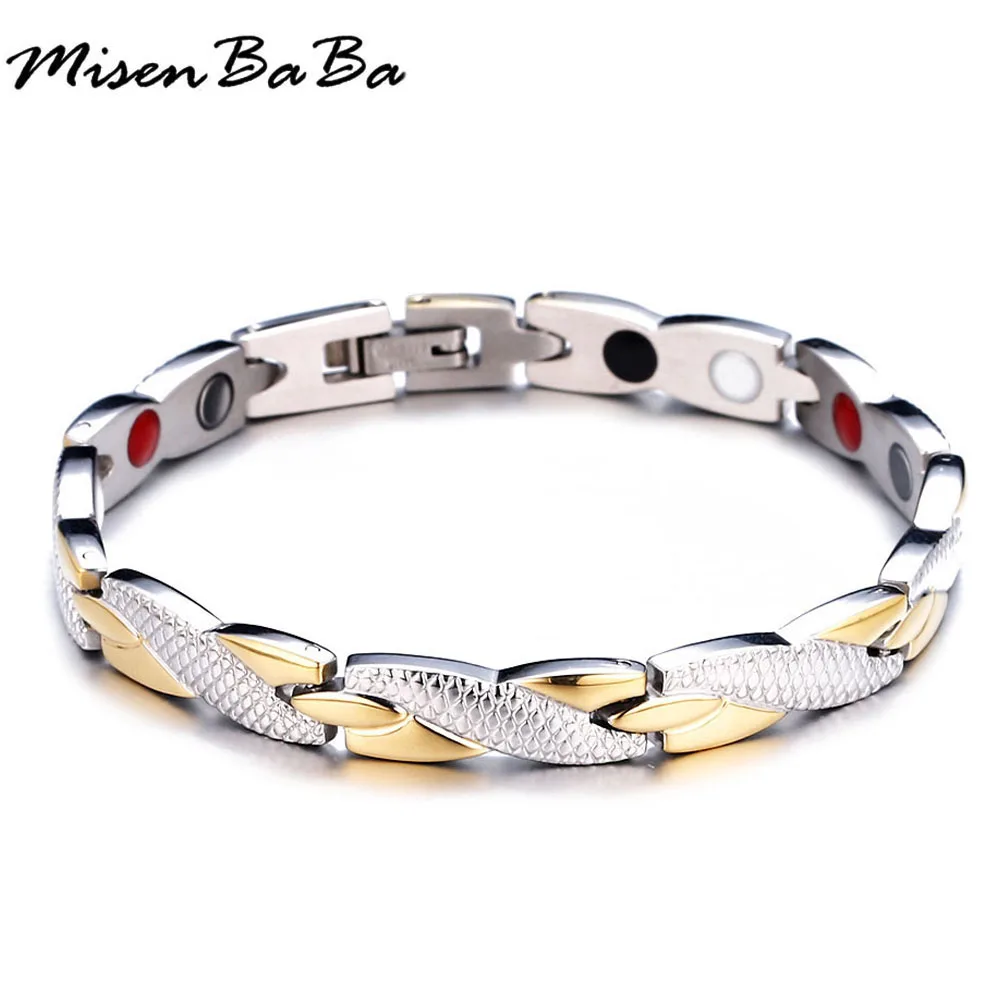 Магнитные браслеты из нержавеющей стали германий, ювелирные изделия для здоровья, энергетические браслеты для женщин и мужчин, медицинские браслеты