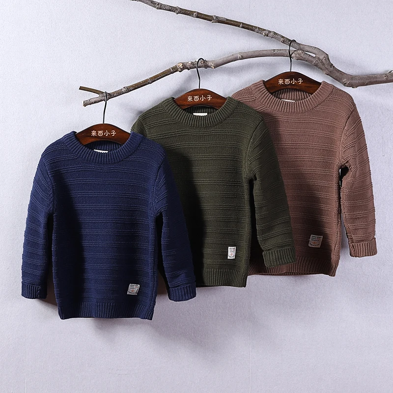 

Boys Knitted Cotton Warm Sweater Casual Spring & Autumn Pullovers Cartoon Pattern Children's Sweater Clothes