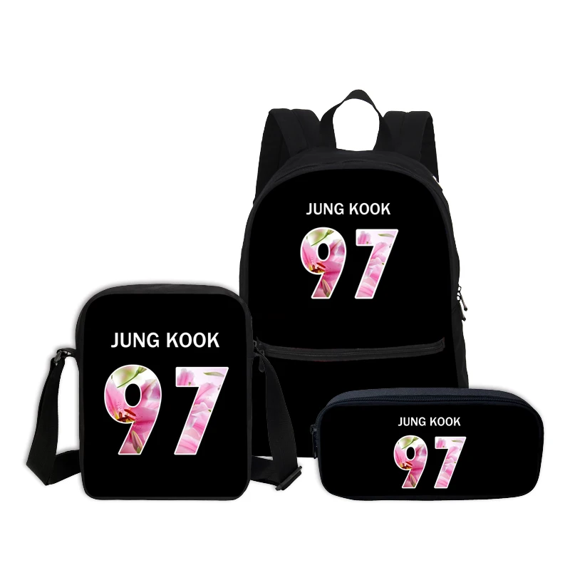 Новинка SUGA 93, детские школьные рюкзаки с 3D буквенным принтом, модные женские школьные сумки из 3 предметов, нейлоновый рюкзак, сумка через плечо, рюкзак