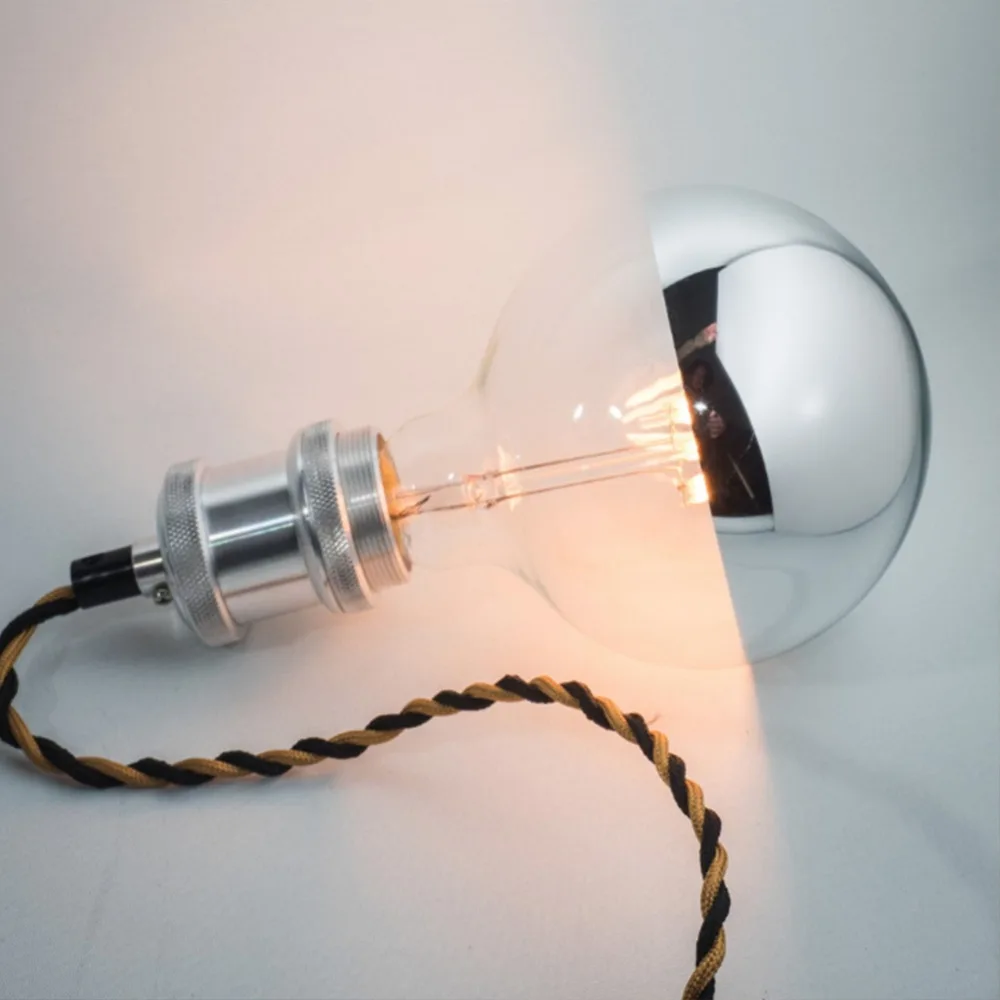 에디슨 G95 글로브 LED 전구, 밝기 조절 가능 LED 필라멘트 전구, 베이스 탑 실버 미러 램프, 드립 천장 조명, 6W, 2700K, E26, E27