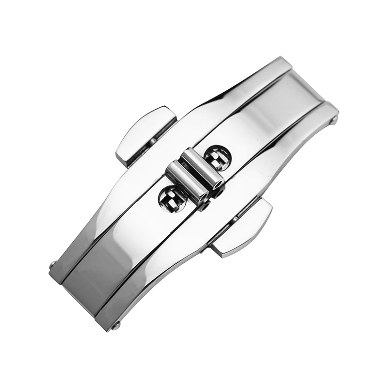 

neway 304 Metal Watch Band Buckle 5mm 6mm Watchband Strap Silver Black Stainless Steel Clasp Butterfly Button Accessories