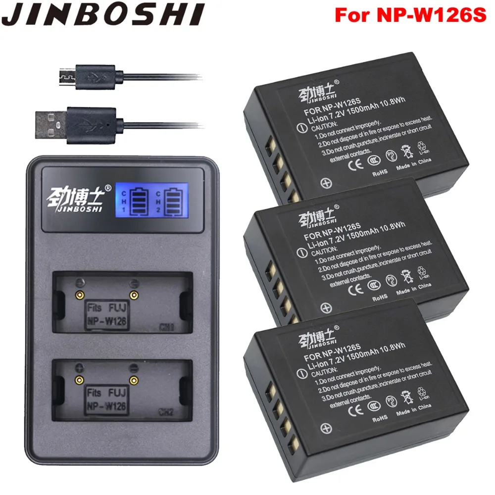 

3PC NP-W126S NP W126S Camera Battery & Dual Charger for Fujifilm X-T20 XT20 X100F X-H1 XH1 X-A5 XA5 X-A20 XA20 X-E3 XE3 X-T3 XT3