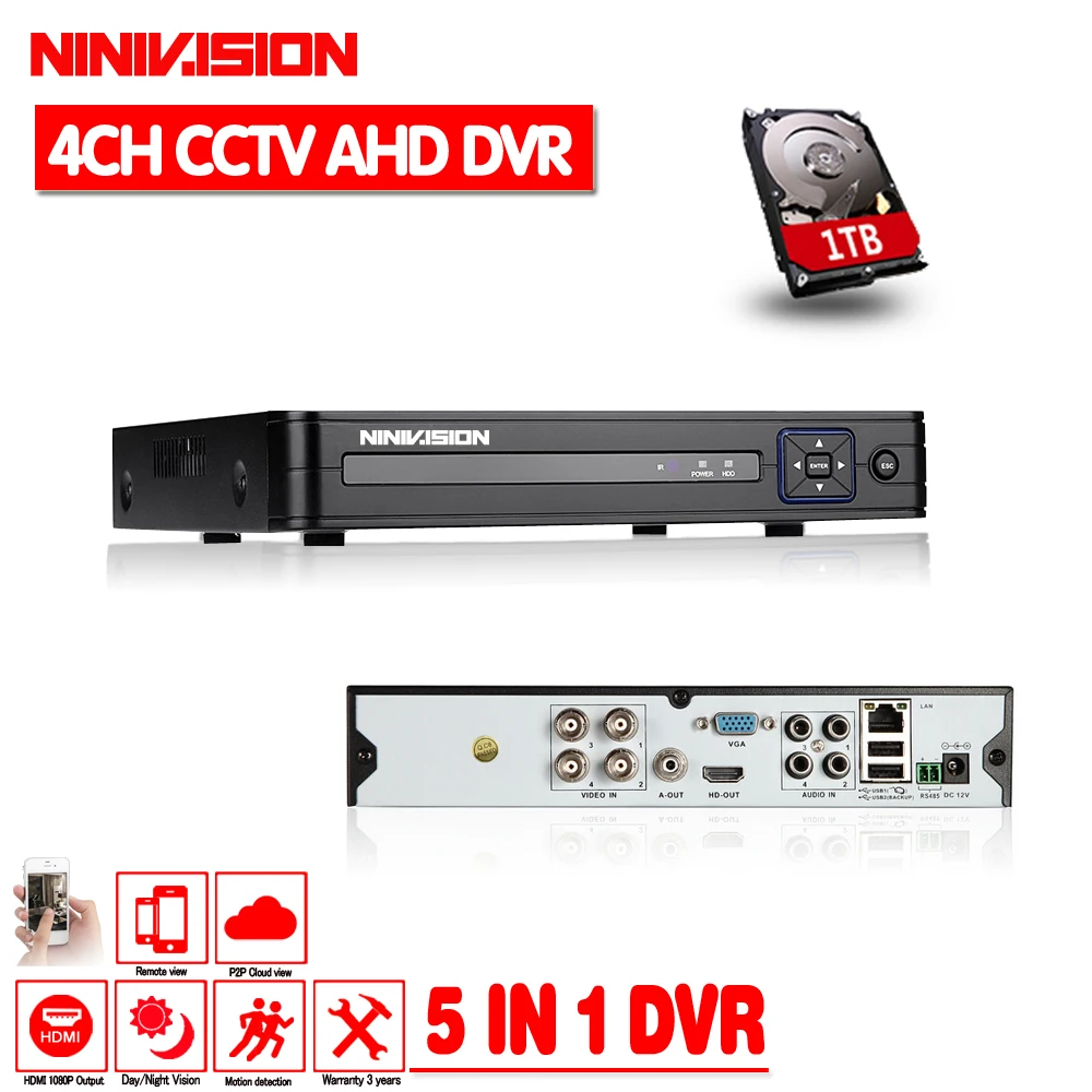 

4 Channel AHD DVR AHDNH 1080P/1080N/960P/720P/960H Security CCTV DVR 4CH Mini Hybrid HDMI DVR Support IP/Analog/AHD Camera