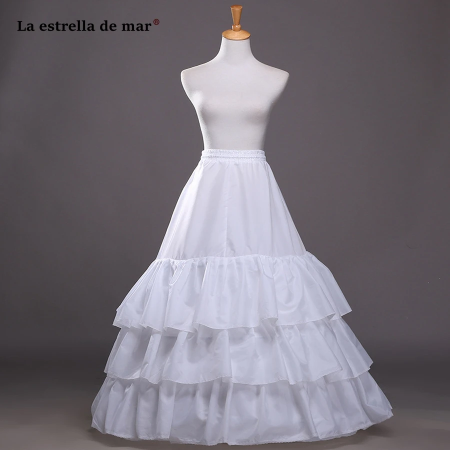 

La estrella de mar underskirt fabric white 2 Hoops 3 layers ruffle fringe white a Line wedding petticoat cheap cerceau robe