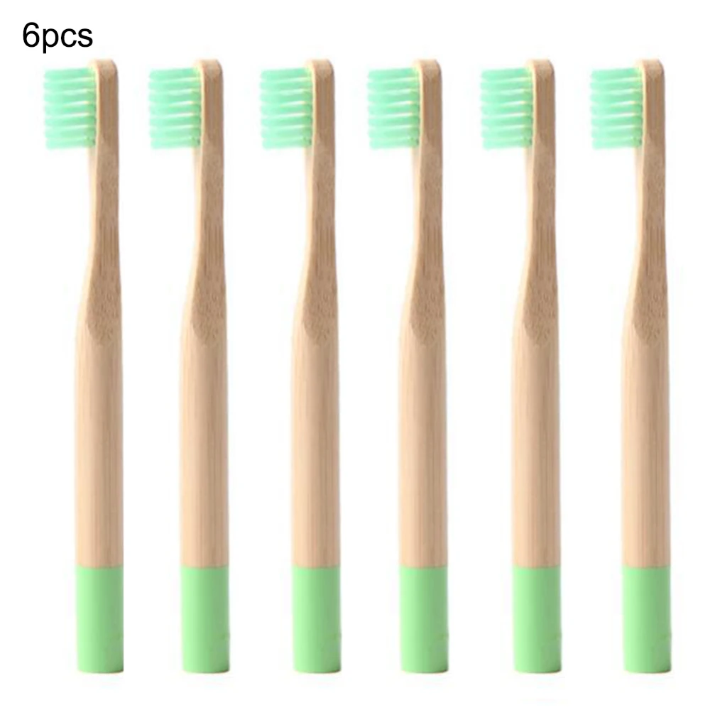 6 шт детская бамбуковая зубная щетка средняя щетина биоразлагаемая безпластичная зубная щетка es цилиндрическая низкоуглеродистая эко бамбуковая щетка