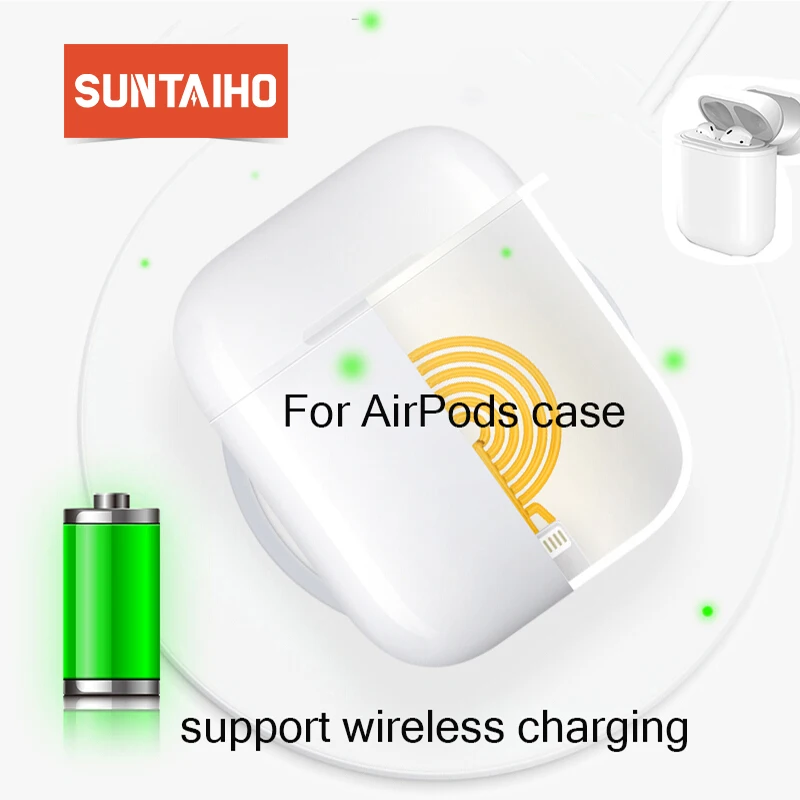 Беспроводное зарядное устройство Suntaiho Qi для Apple airpods Bluetooth гарнитура зарядка