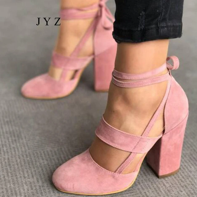 Nueva moda mujer de tacón grueso zapatos de tacón Zapatos de tacón con plataforma Sexy zapato de Mujer talla 40 41 42 43 _ - AliExpress Mobile