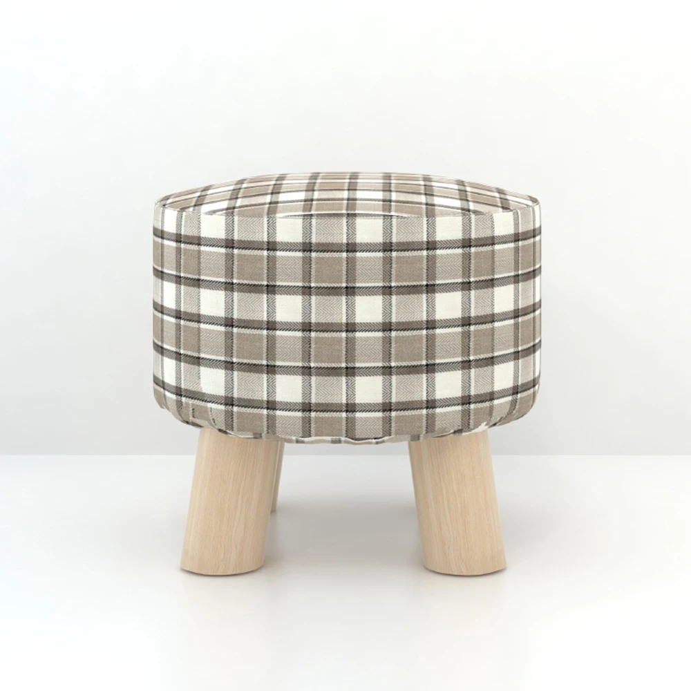 

Creative Solid Wood Stool Round Footstool Removable And Washable Cover Rebound Sponge Children Small Chair