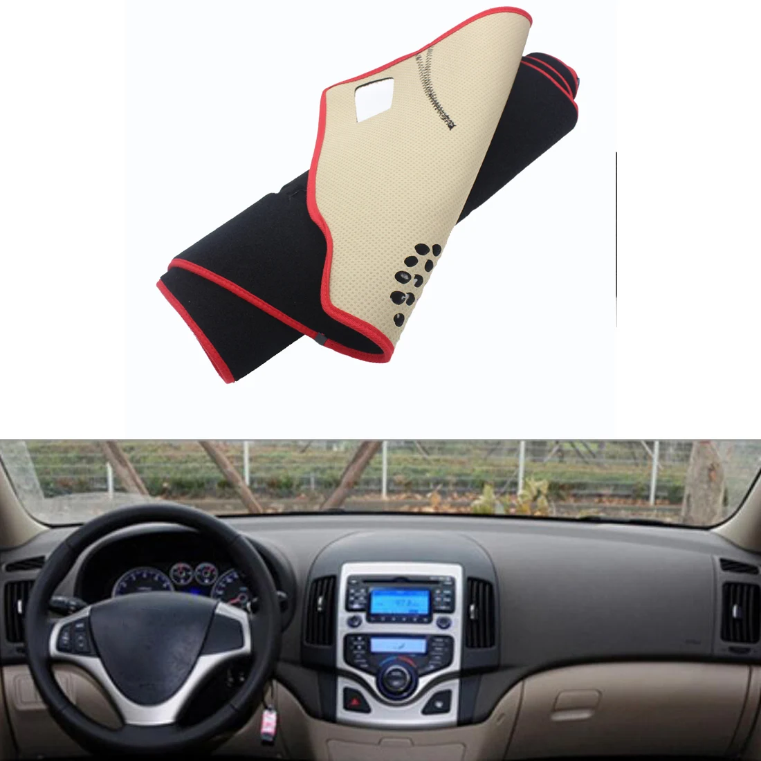 

Fit For HYUNDAI i30 2009-2016 Car Dashboard Avoid Light Pad Instrument Platform Desk Cover Mat Silicone Non-skid Back Surface