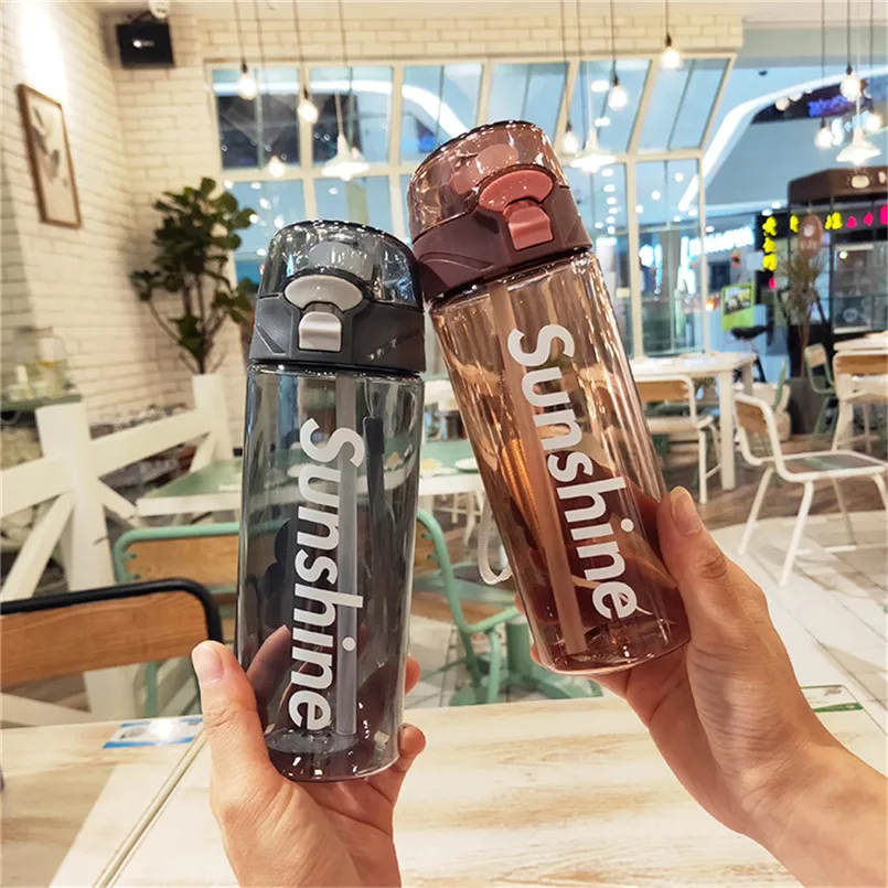 Sunshine откидная крышка Тип Бутылка с соломинкой портативная уличная пластиковая Питьевая Бутылка на веревочке Borraccia 40JULY10