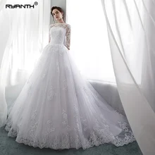 Ryanth Robe De Mariage, кружевное свадебное платье с длинным рукавом,, бальное платье с глубоким вырезом, свадебные платья, Vestido De Novia Trouwjurk