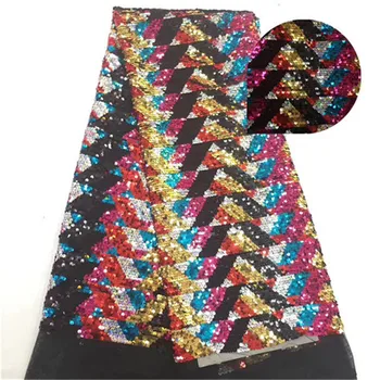 

2019 Lace Fabric for Dresses Latest Nigerian French Tulle Lace with Sequin High Quality African Sequins Lace Fabric