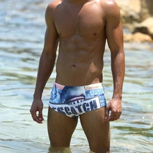 Новые мужские пляжные шорты Плавки с принтом, обтягивающие плавки, быстросохнущие мужские пляжные шорты, одежда для серфинга, мужские пляжные шорты