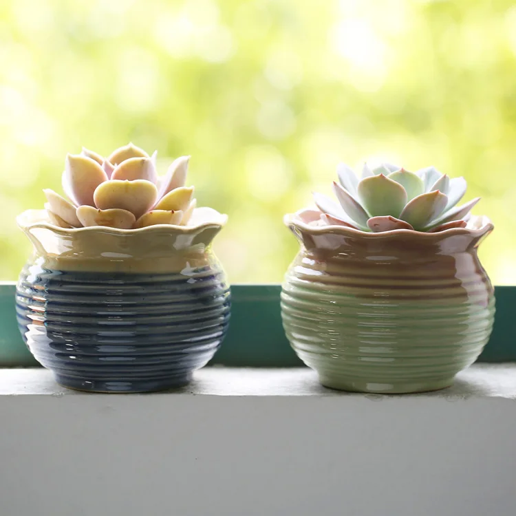 Desktop Mini Ceramic Flower Pots Garden Supplies Pastoral Glazed