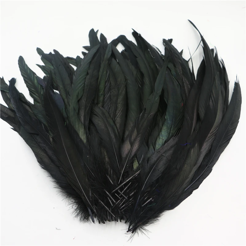 black 50pcs 12 14inch 30 35cm rooster tail feather wedding decoration