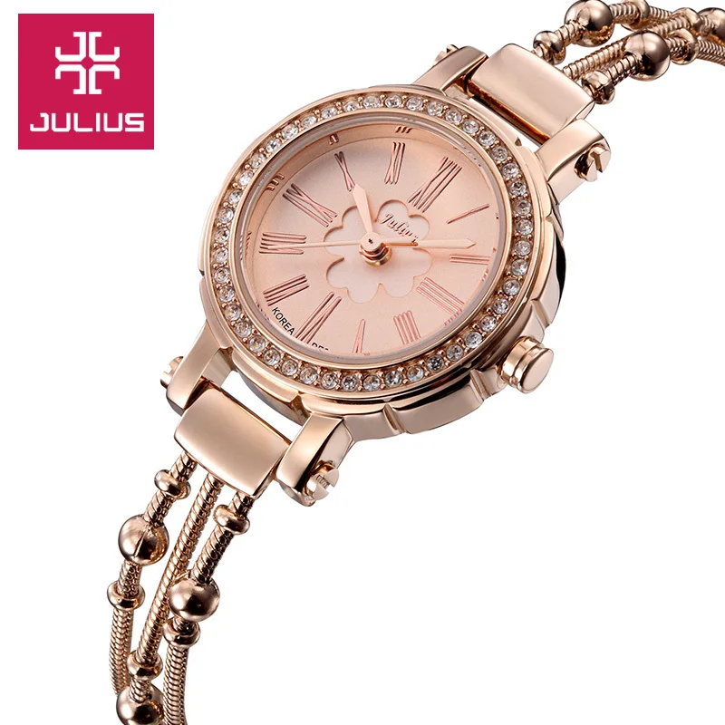 2015 New Julius Lady Woman Wrist Watch Quartz Hours Best Fashion Dress Korea Bracelet Office Clover