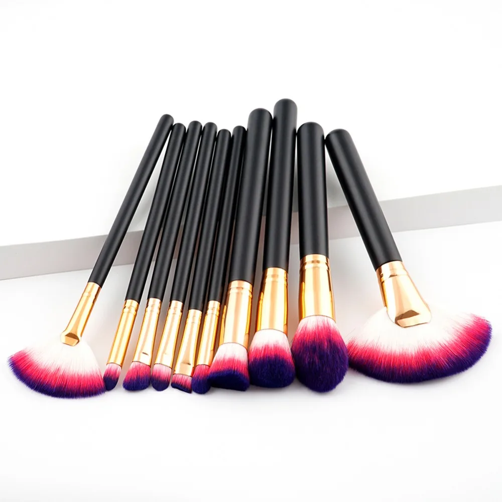 10 шт Pro Make Up Brush Set Высокое качество лица смешивания кисти Наборы Красота волосы пудра выделить контур кисти